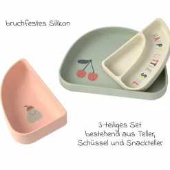 Silikon Trennschalen Set Section Dish Set - Happy Fruits - Cherry