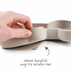 Silikon-Esslern-Teller mit Saugfuß Stick & Stay - Lalee - Sand