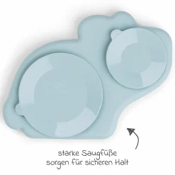 Silikon-Esslern-Teller mit Saugfuß Stick & Stay - Dotti - Blau