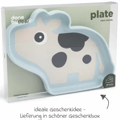 Silikon-Esslern-Teller mit Saugfuß Stick & Stay - Dotti - Blau
