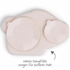 Silikon-Esslern-Teller mit Saugfuß Stick & Stay - Pigee - Powder