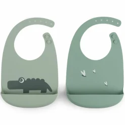 Silikon-Lätzchen 2er Pack - Croco - Grün
