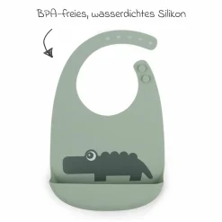 Silikon-Lätzchen 2er Pack - Croco - Grün