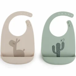 Silikon-Lätzchen 2er Pack - Lalee - Sand / Grün