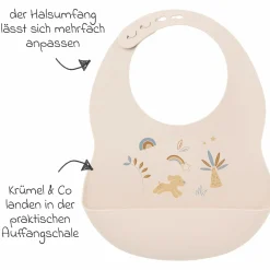 Silikon-Lätzchen mit Auffangschale - Hund - Sand