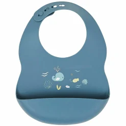 Silikon-Lätzchen mit Auffangschale - Wal - Blue