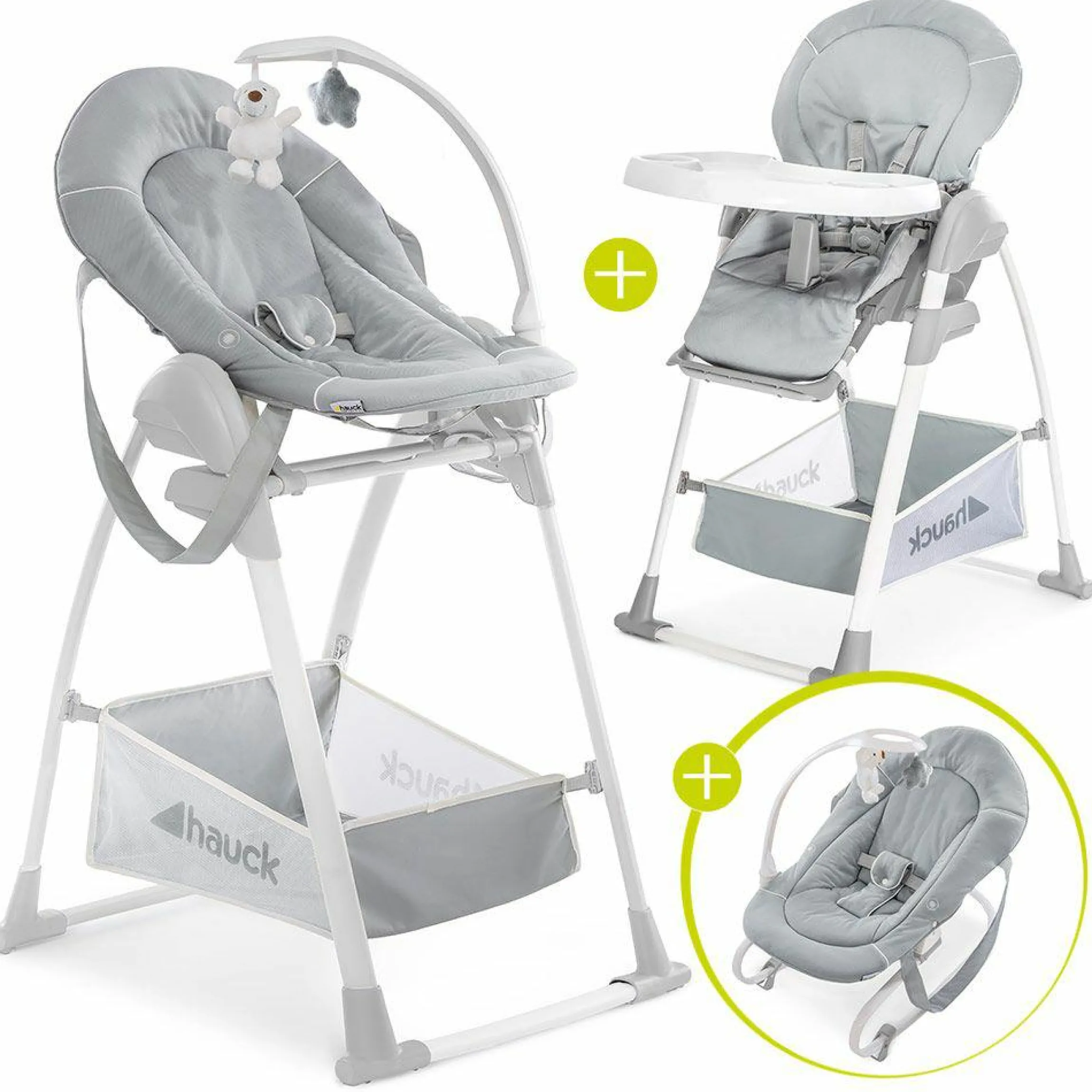 Sitn Relax 3in1 - Hochstuhl ab der Geburt, Babyliege und Wippe - Stretch Grey