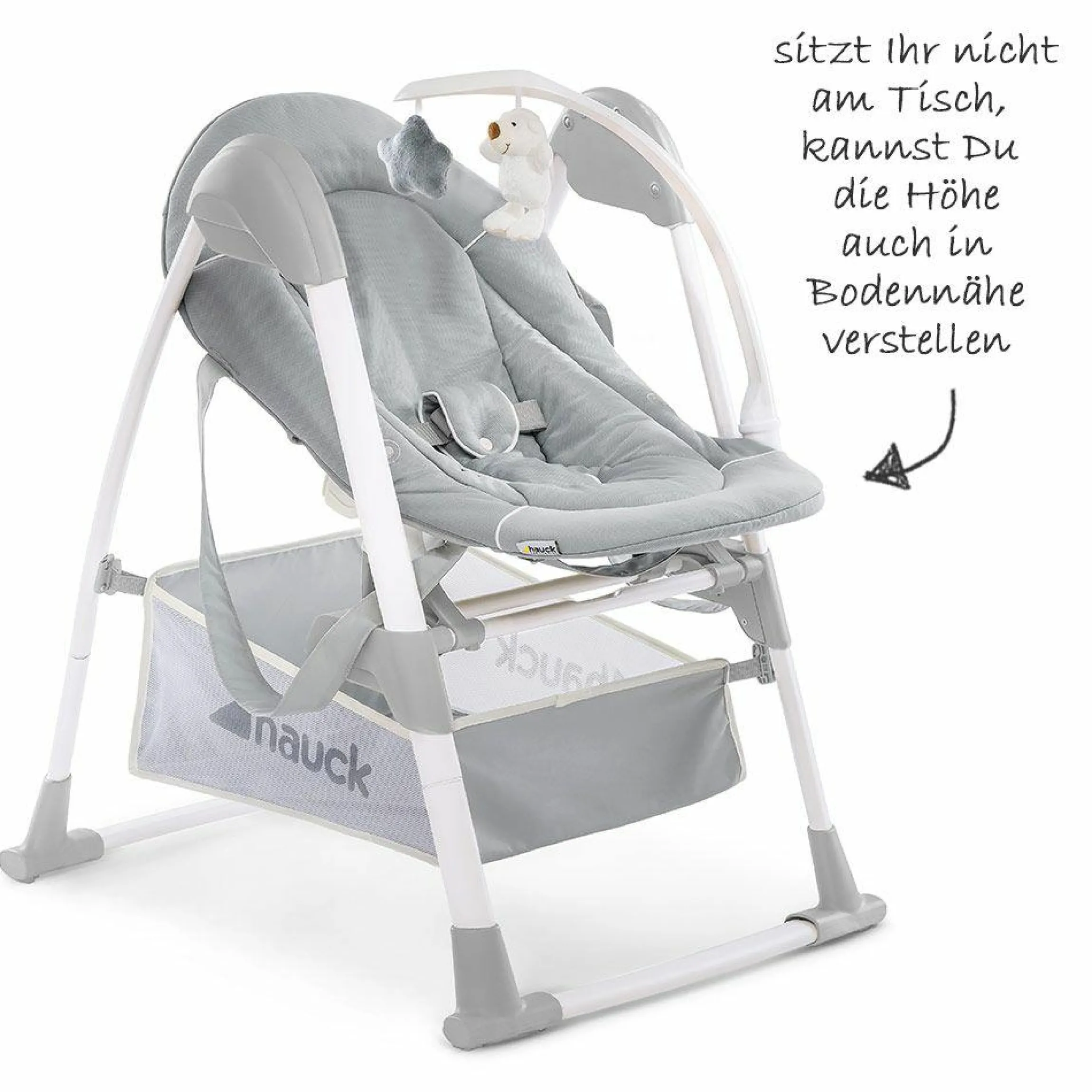 Sitn Relax 3in1 - Hochstuhl ab der Geburt, Babyliege und Wippe - Stretch Grey