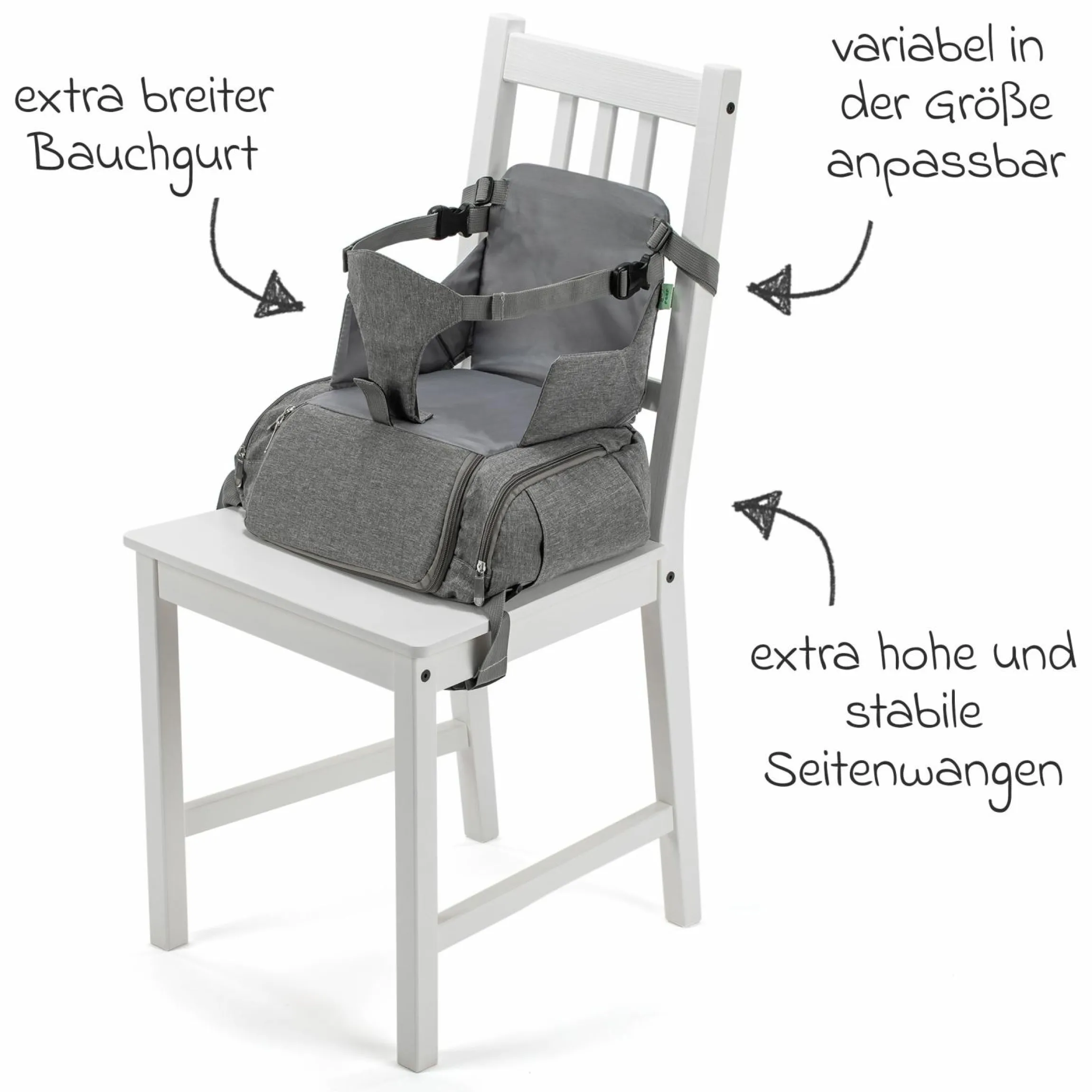 Sitzerhöhung / Boostersitz für Unterwegs Growing - Grau Melange