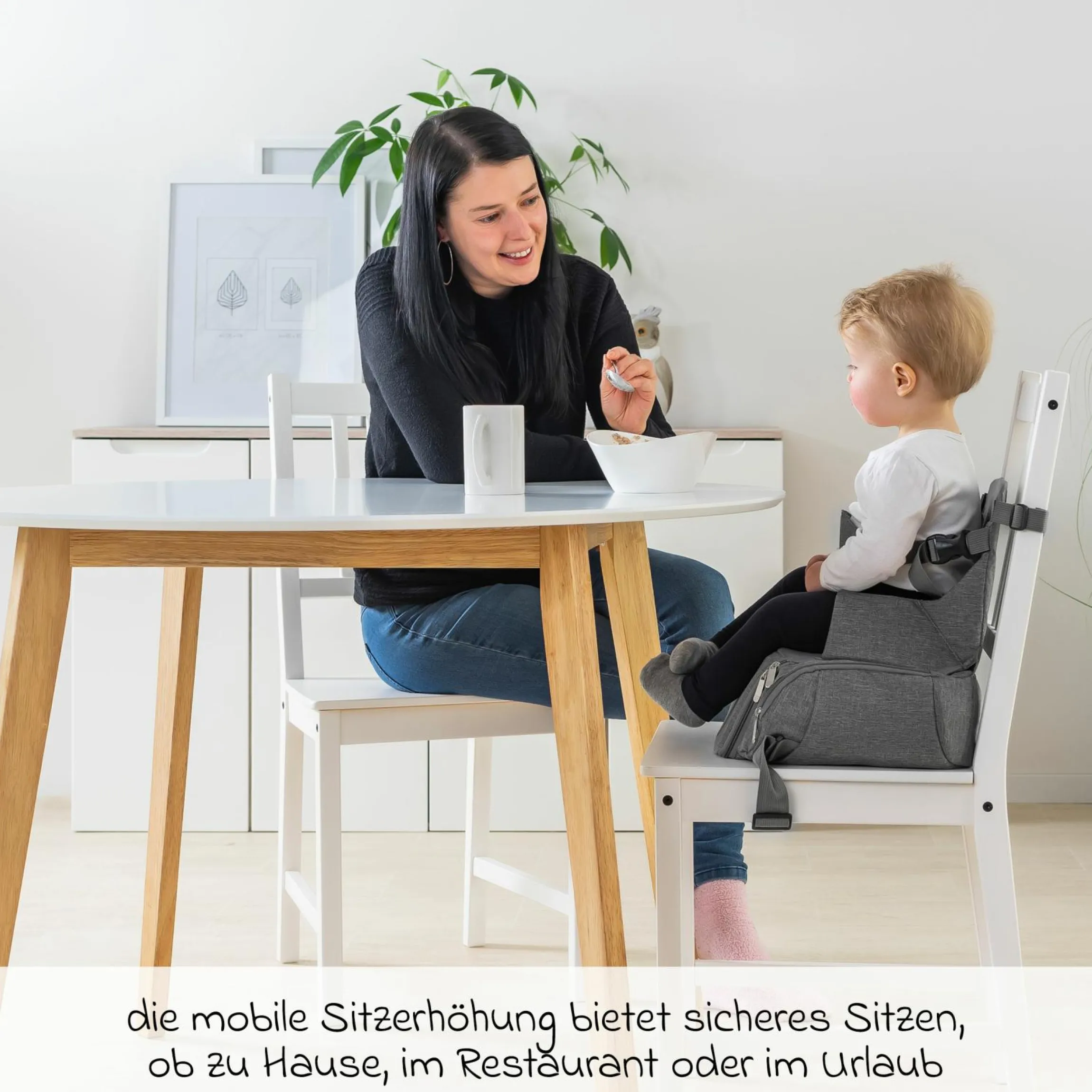 Sitzerhöhung / Boostersitz für Unterwegs Growing - Grau Melange