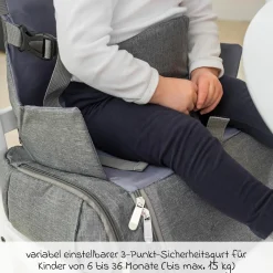 Sitzerhöhung / Boostersitz für Unterwegs Growing - Grau Melange