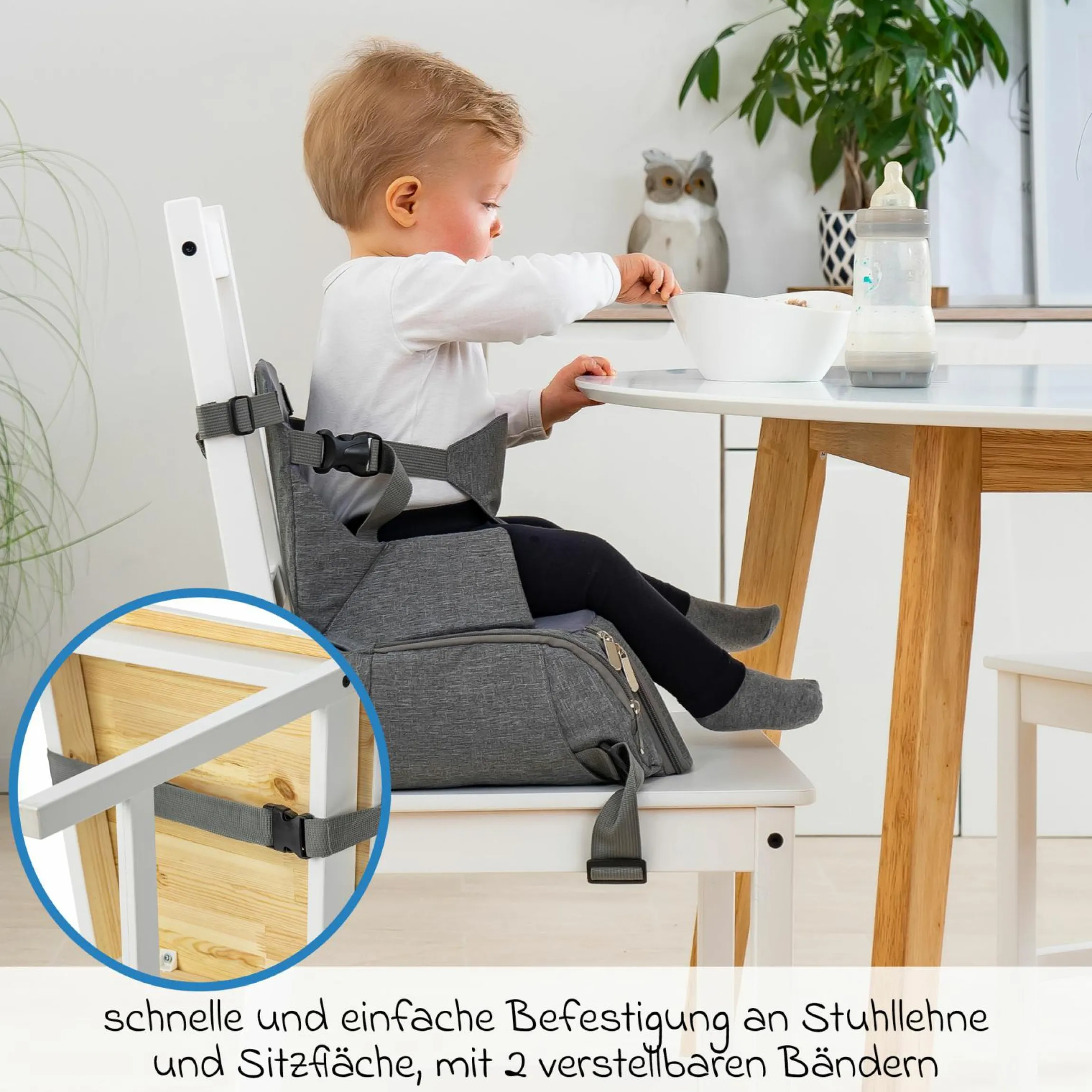 Sitzerhöhung / Boostersitz für Unterwegs Growing - Grau Melange