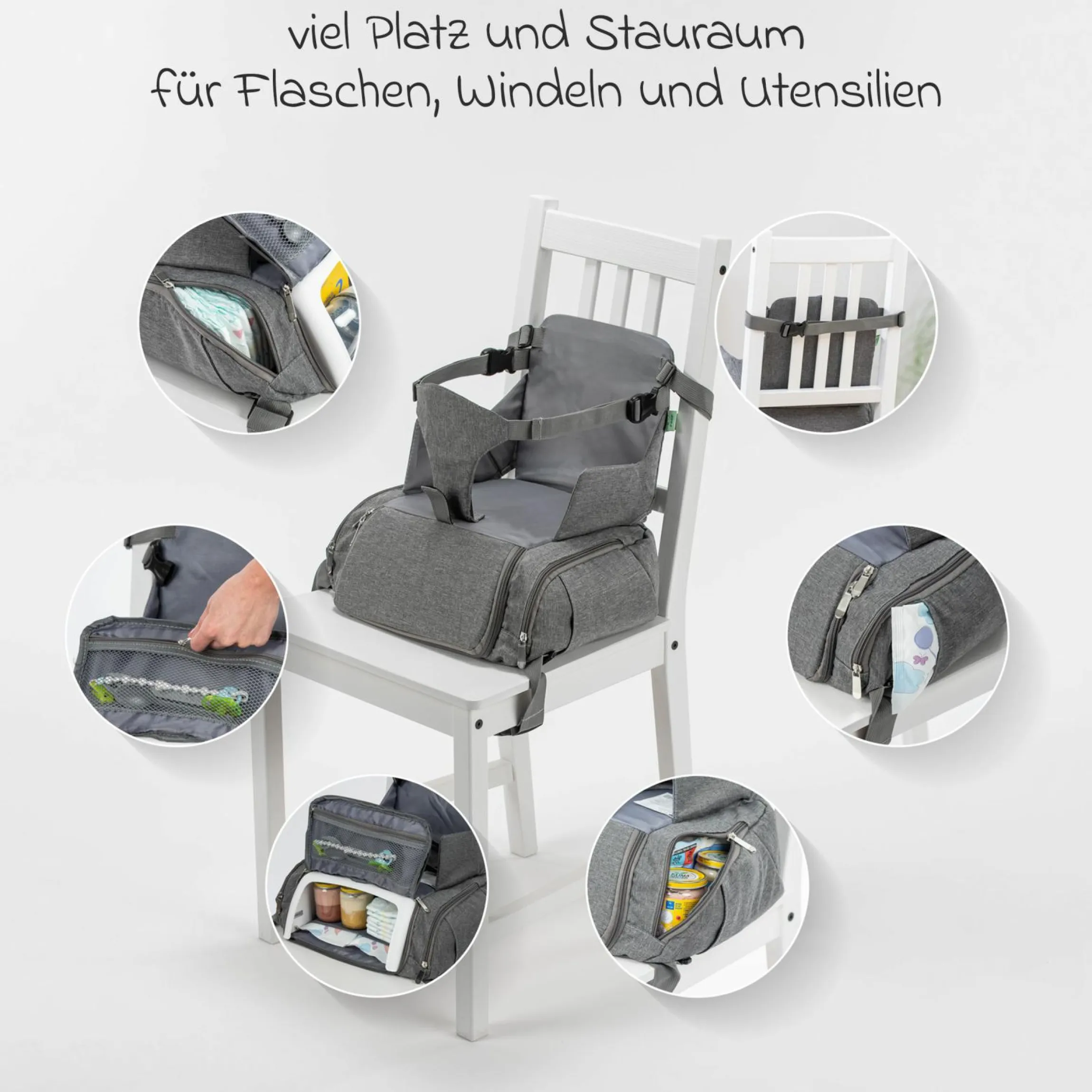 Sitzerhöhung / Boostersitz für Unterwegs Growing - Grau Melange