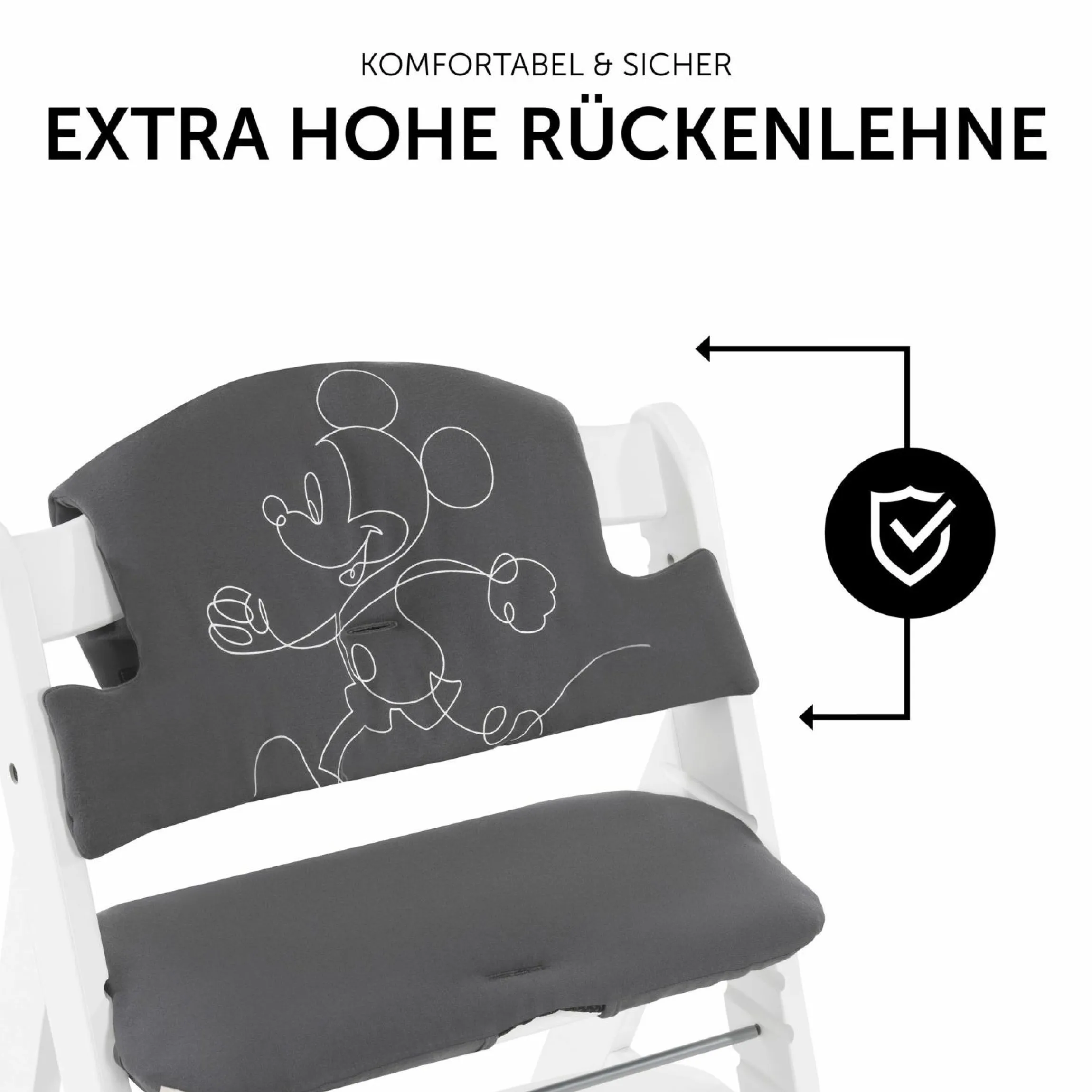 Sitzkissen / Hochstuhlauflage für Alpha Hochstuhl Highchair Pad Select - Disney - Mickey Mouse Anthracite