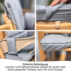 Sitzkissen / Hochstuhlauflage für Stokke Tripp Trapp - beschichtet - Grau