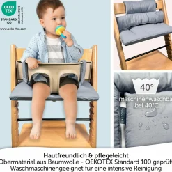 Sitzkissen / Hochstuhlauflage für Stokke Tripp Trapp - beschichtet - Grau