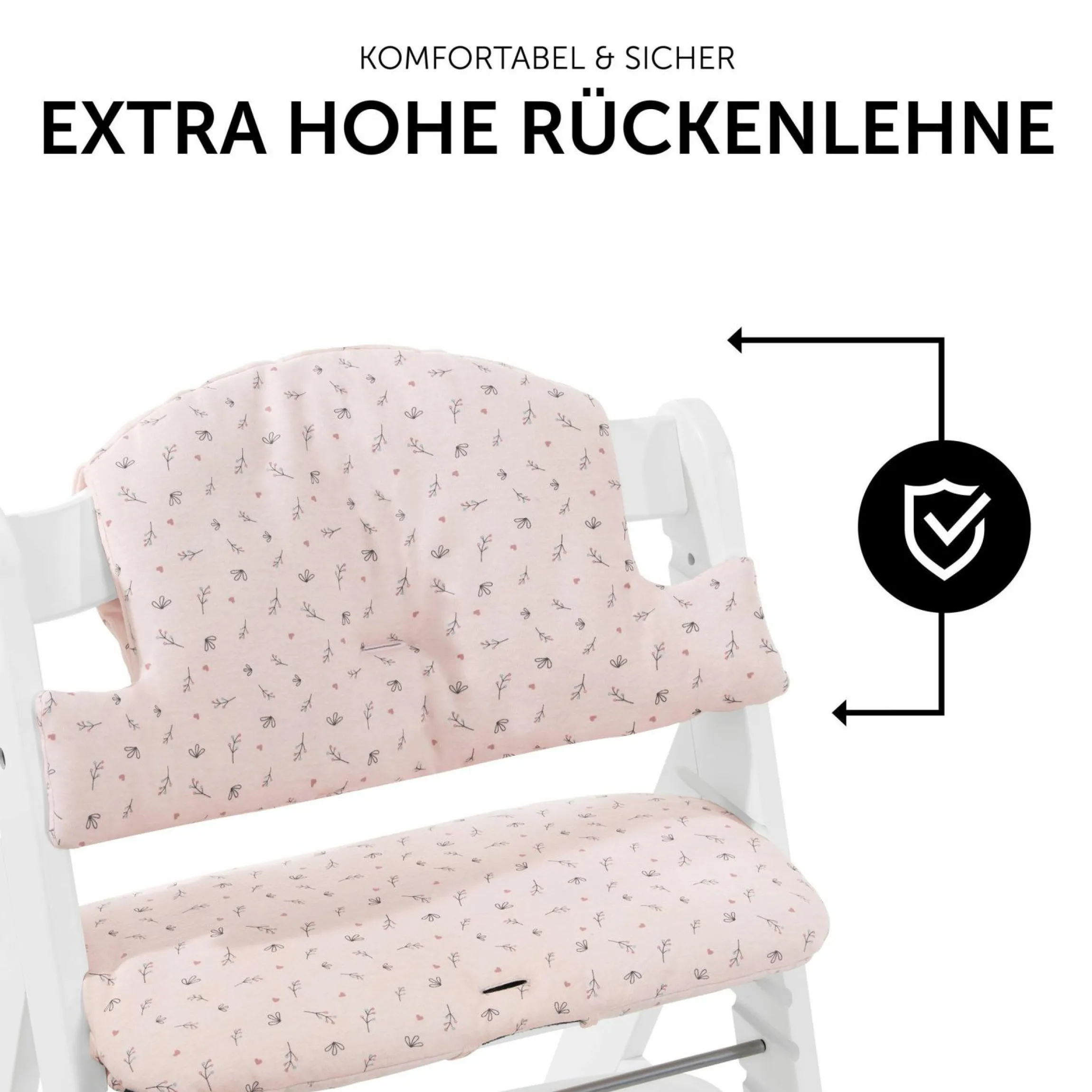 Sitzkissen / Hochstuhlauflage für Alpha Hochstuhl - Highchair Pad Select - Jersey Flowers Rose