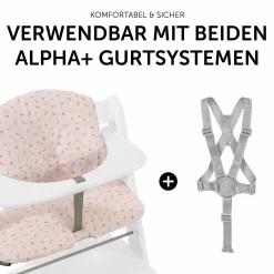 Sitzkissen / Hochstuhlauflage für Alpha Hochstuhl - Highchair Pad Select - Jersey Flowers Rose