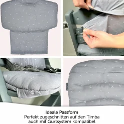 Sitzkissen / Hochstuhlauflage für bebeconfort Timba - Curves - Grau