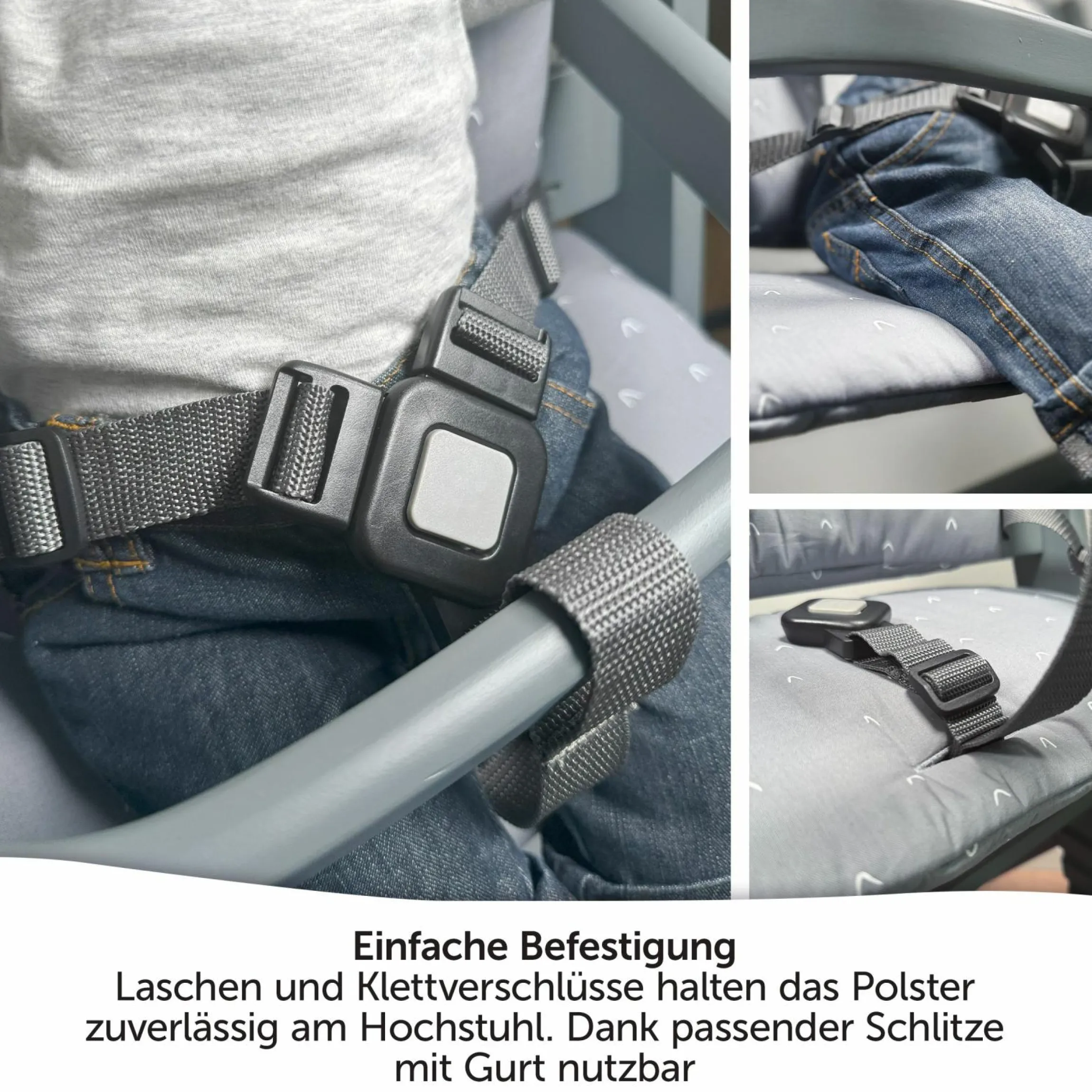 Sitzkissen / Hochstuhlauflage für bebeconfort Timba - Curves - Grau