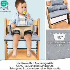 Sitzkissen / Hochstuhlauflage für Stokke Tripp Trapp - Curves - Grau