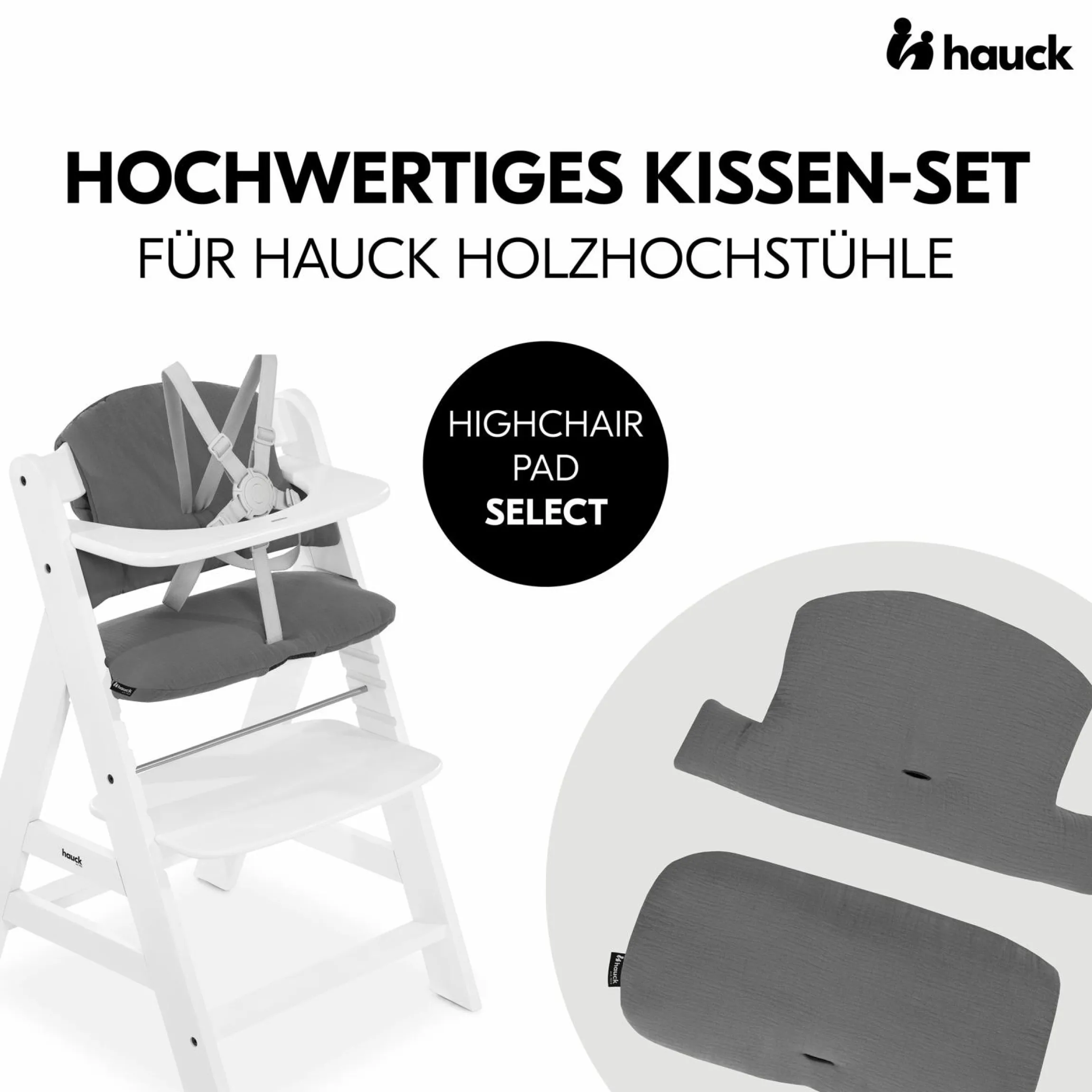 Sitzkissen / Hochstuhlauflage für Alpha, Beta & Arketa Hochstuhl - Highchair Pad Select - Muslin Dark Grey
