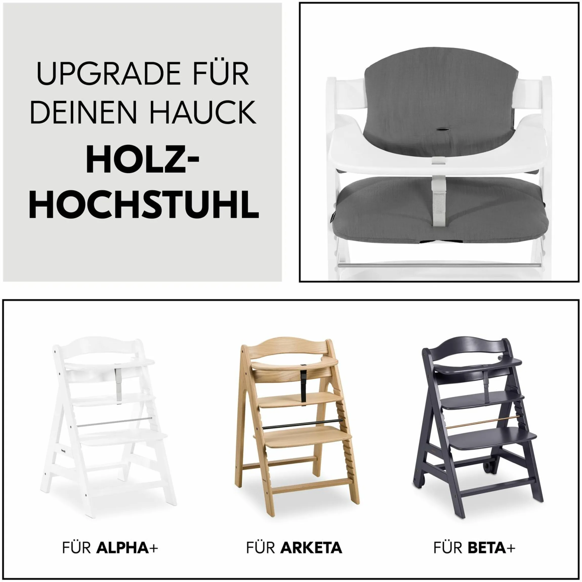 Sitzkissen / Hochstuhlauflage für Alpha, Beta & Arketa Hochstuhl - Highchair Pad Select - Muslin Dark Grey