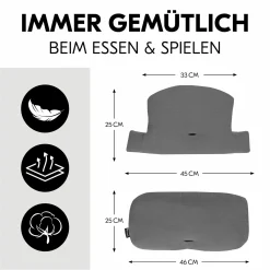 Sitzkissen / Hochstuhlauflage für Alpha, Beta & Arketa Hochstuhl - Highchair Pad Select - Muslin Dark Grey
