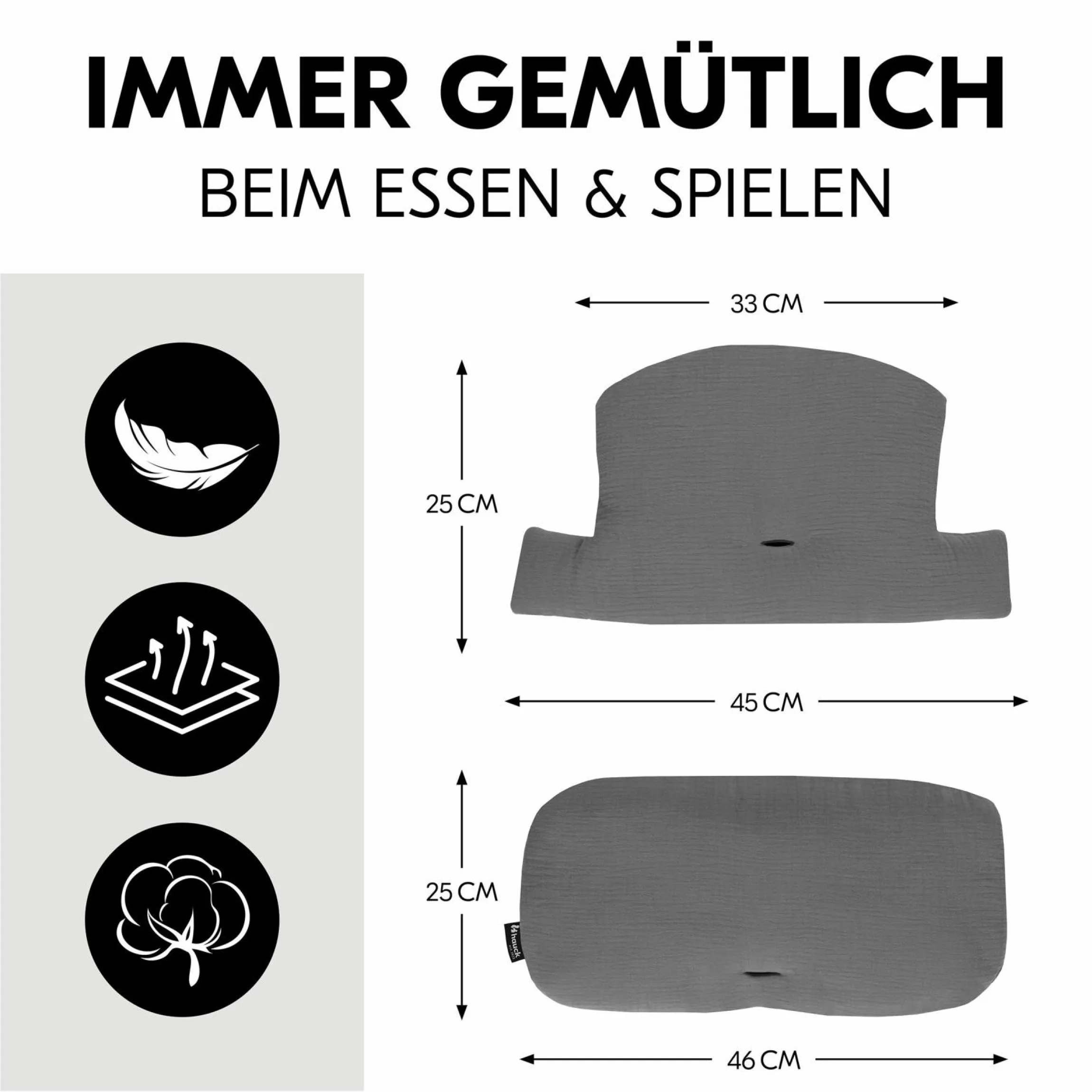 Sitzkissen / Hochstuhlauflage für Alpha, Beta & Arketa Hochstuhl - Highchair Pad Select - Muslin Dark Grey