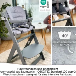 Sitzkissen / Hochstuhlauflage für bebeconfort Timba - beschichtet - Grau
