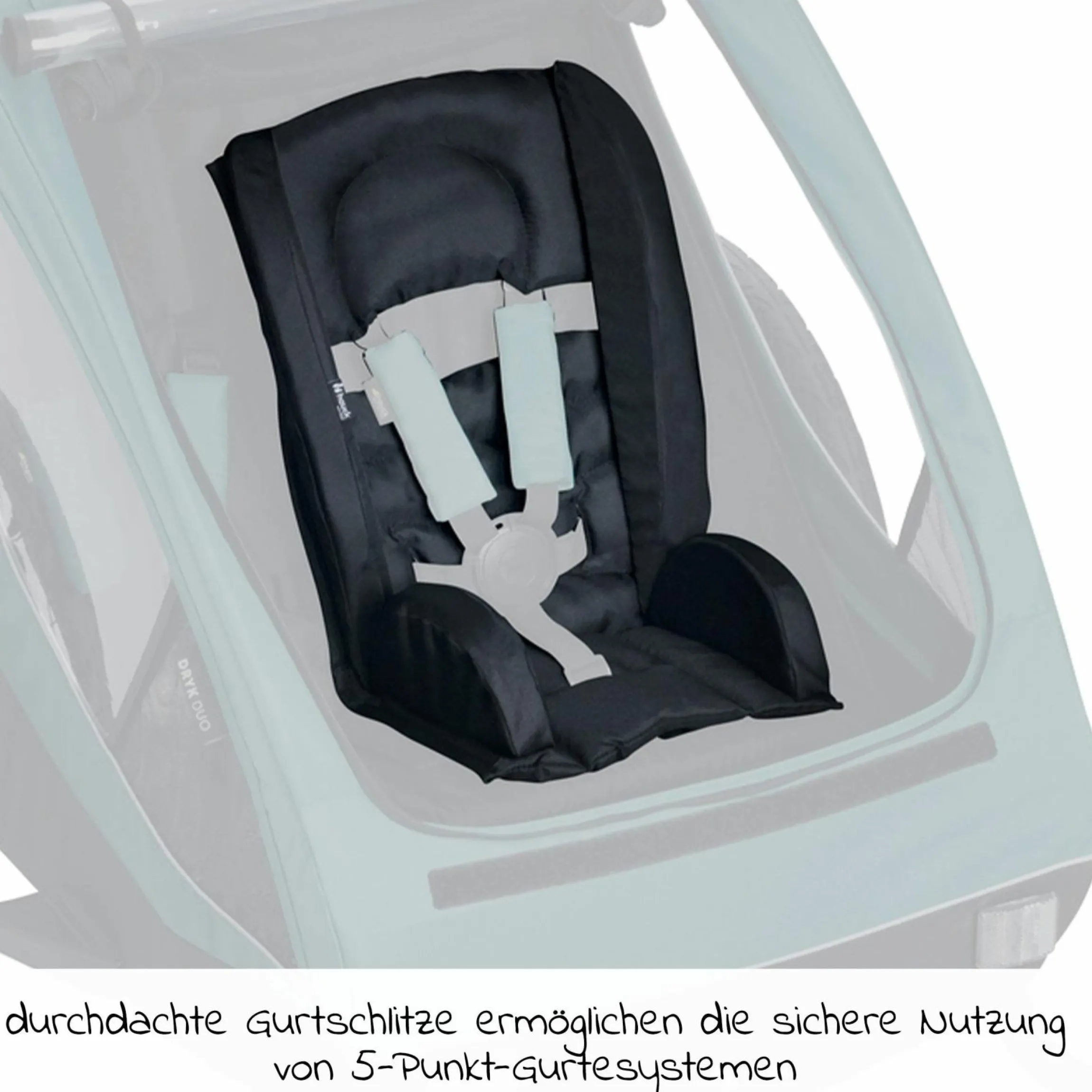 Sitzpolster für Dryk Duo Fahrradanhänger - Bike Trailer Comfort Seat - Black