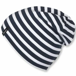 Slouch-Beanie - Ringel Dunkelblau Weiß - Gr. 47