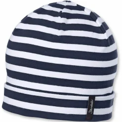 Slouch-Beanie - Ringel Dunkelblau Weiß - Gr. 47