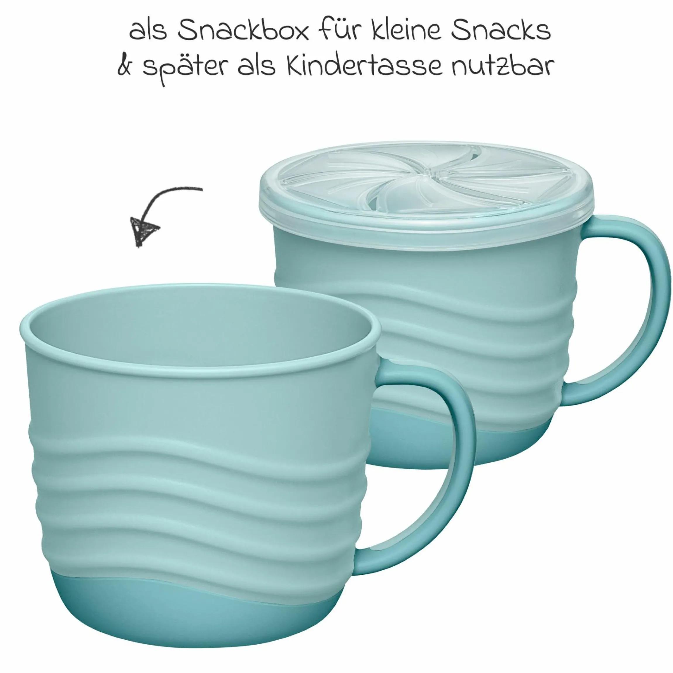 Snackbox / Kindertasse 2in1 eat green - Blau