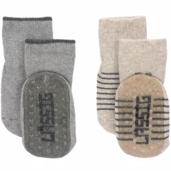 Socken 2er Pack Anti-Slip aus Bio-Baumwolle - Grey Beige - Gr. 15-18