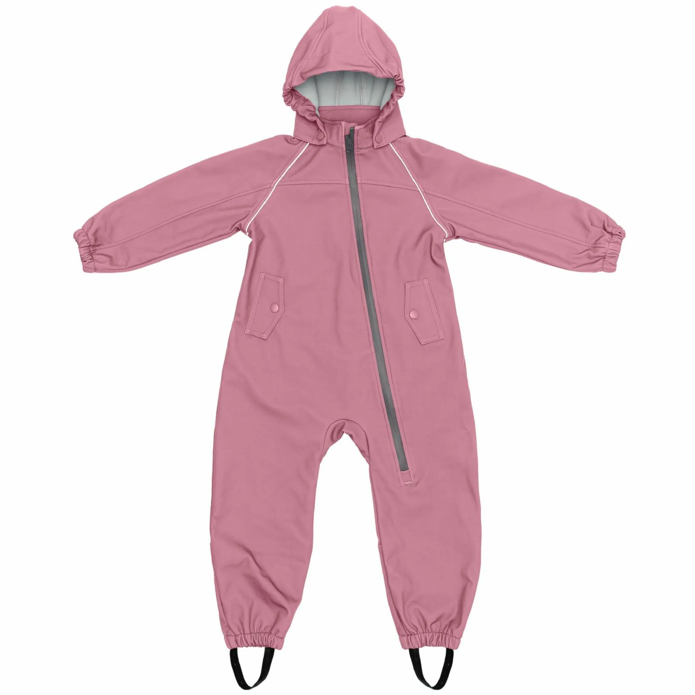 Softshelloverall windicht, wasserabweisend, atmungsaktiv mit Kapuze und elastichen Bündchen - Rose - Gr. 98/104