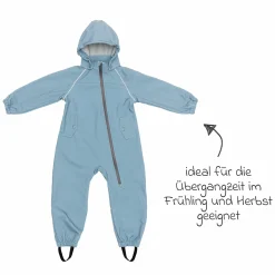 Softshelloverall windicht, wasserabweisend, atmungsaktiv mit Kapuze und elastichen Bündchen - Blau - Gr. 98/104
