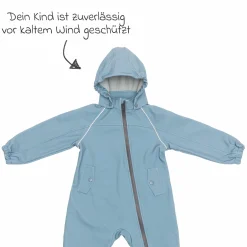 Softshelloverall windicht, wasserabweisend, atmungsaktiv mit Kapuze und elastichen Bündchen - Blau - Gr. 98/104