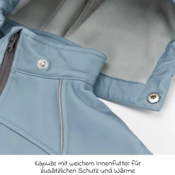 Softshelloverall windicht, wasserabweisend, atmungsaktiv mit Kapuze und elastichen Bündchen - Blau - Gr. 98/104