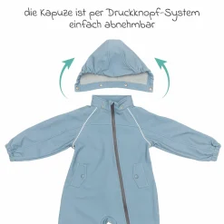 Softshelloverall windicht, wasserabweisend, atmungsaktiv mit Kapuze und elastichen Bündchen - Blau - Gr. 98/104