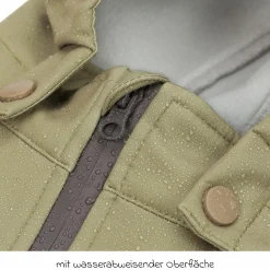 Softshelloverall windicht, wasserabweisend, atmungsaktiv mit Kapuze und elastichen Bündchen - Salbei - Gr. 98/104