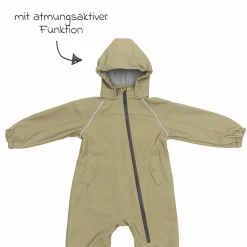 Softshelloverall windicht, wasserabweisend, atmungsaktiv mit Kapuze und elastichen Bündchen - Salbei - Gr. 98/104