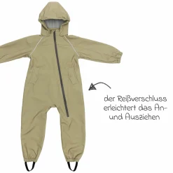 Softshelloverall windicht, wasserabweisend, atmungsaktiv mit Kapuze und elastichen Bündchen - Salbei - Gr. 98/104