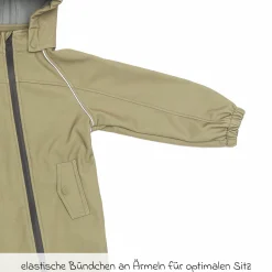 Softshelloverall windicht, wasserabweisend, atmungsaktiv mit Kapuze und elastichen Bündchen - Salbei - Gr. 98/104