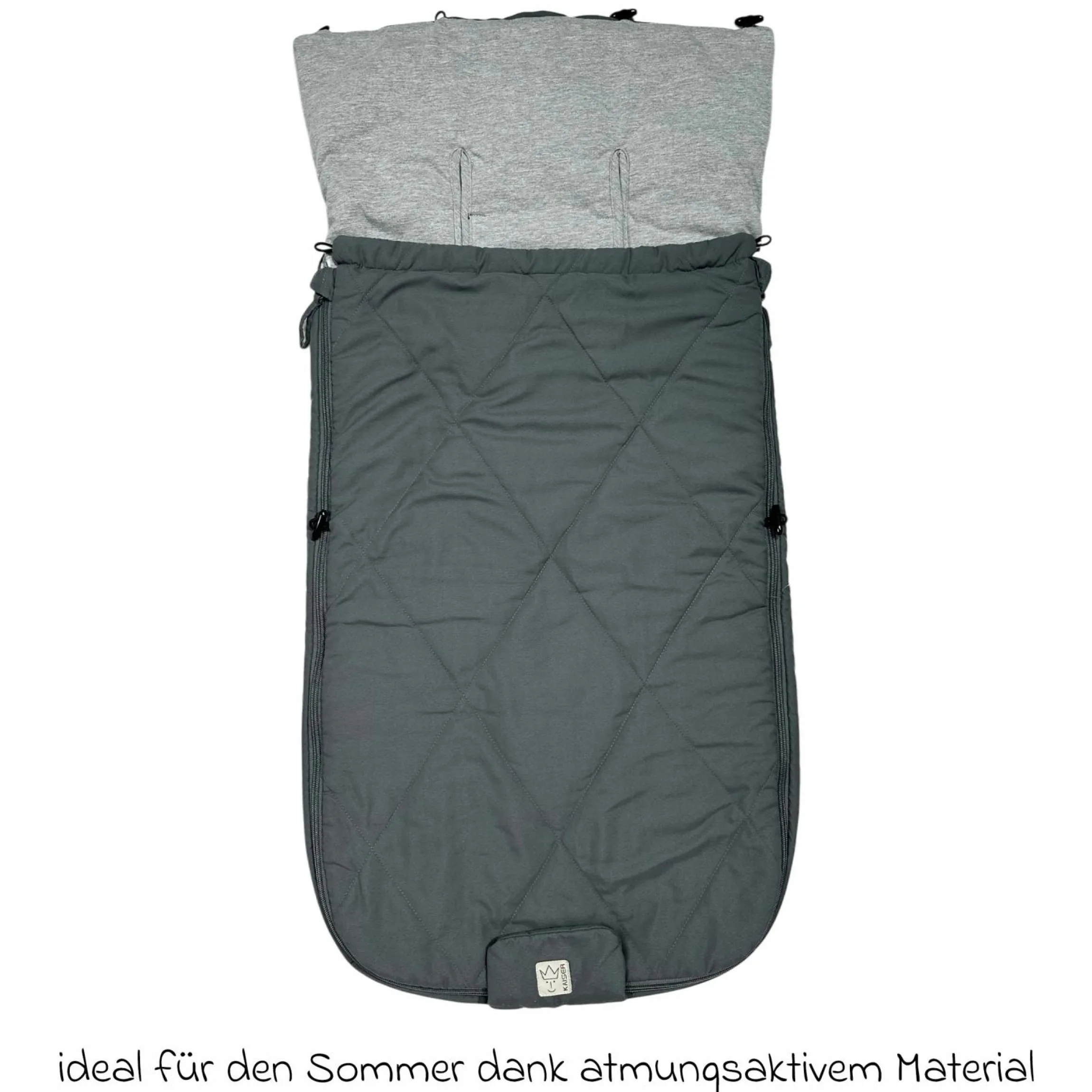 Sommerfußsack Aurora universal passend für alle Gurtsysteme für Kinderwagen, Buggy & Fahrradanhänger - Dark Grey