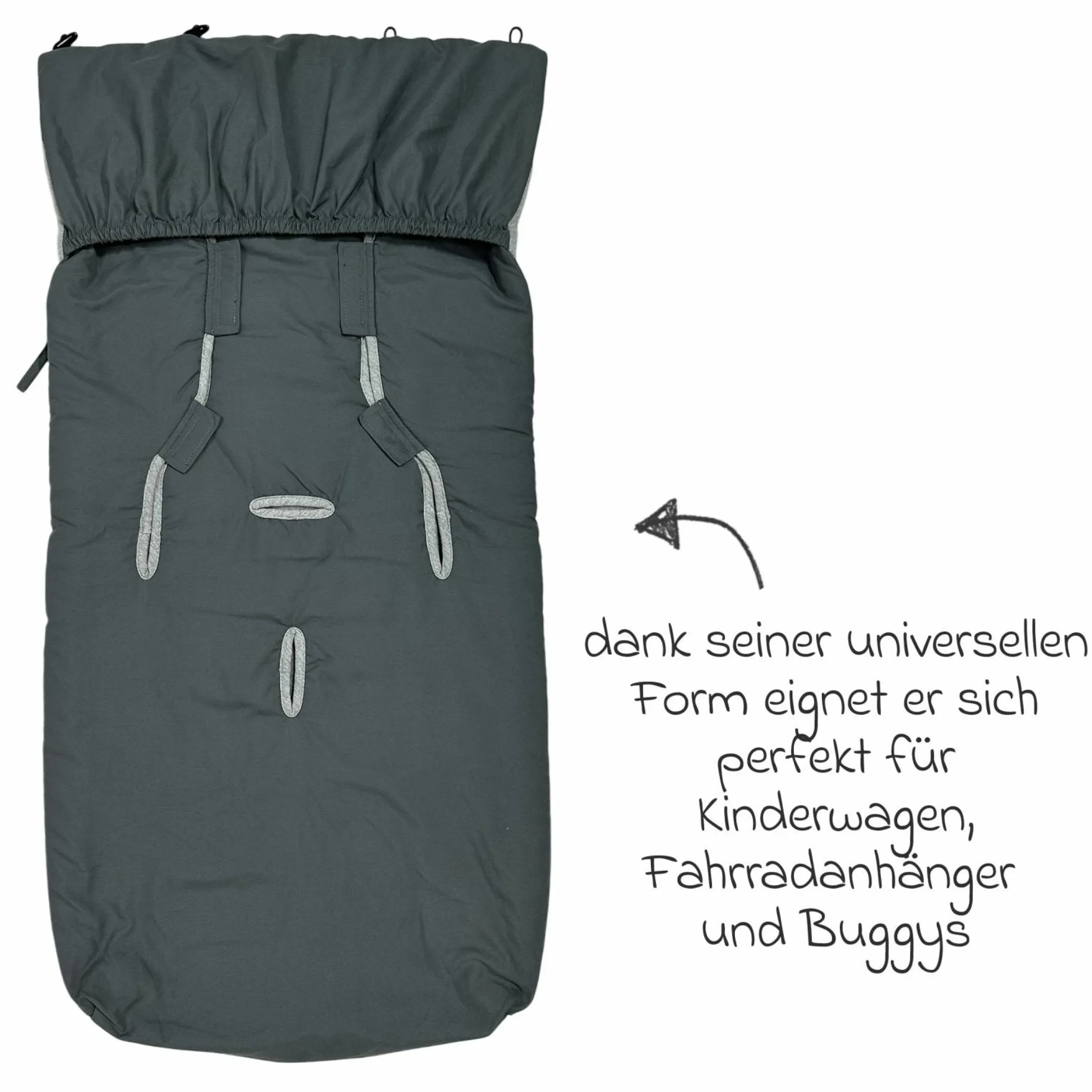 Sommerfußsack Aurora universal passend für alle Gurtsysteme für Kinderwagen, Buggy & Fahrradanhänger - Dark Grey