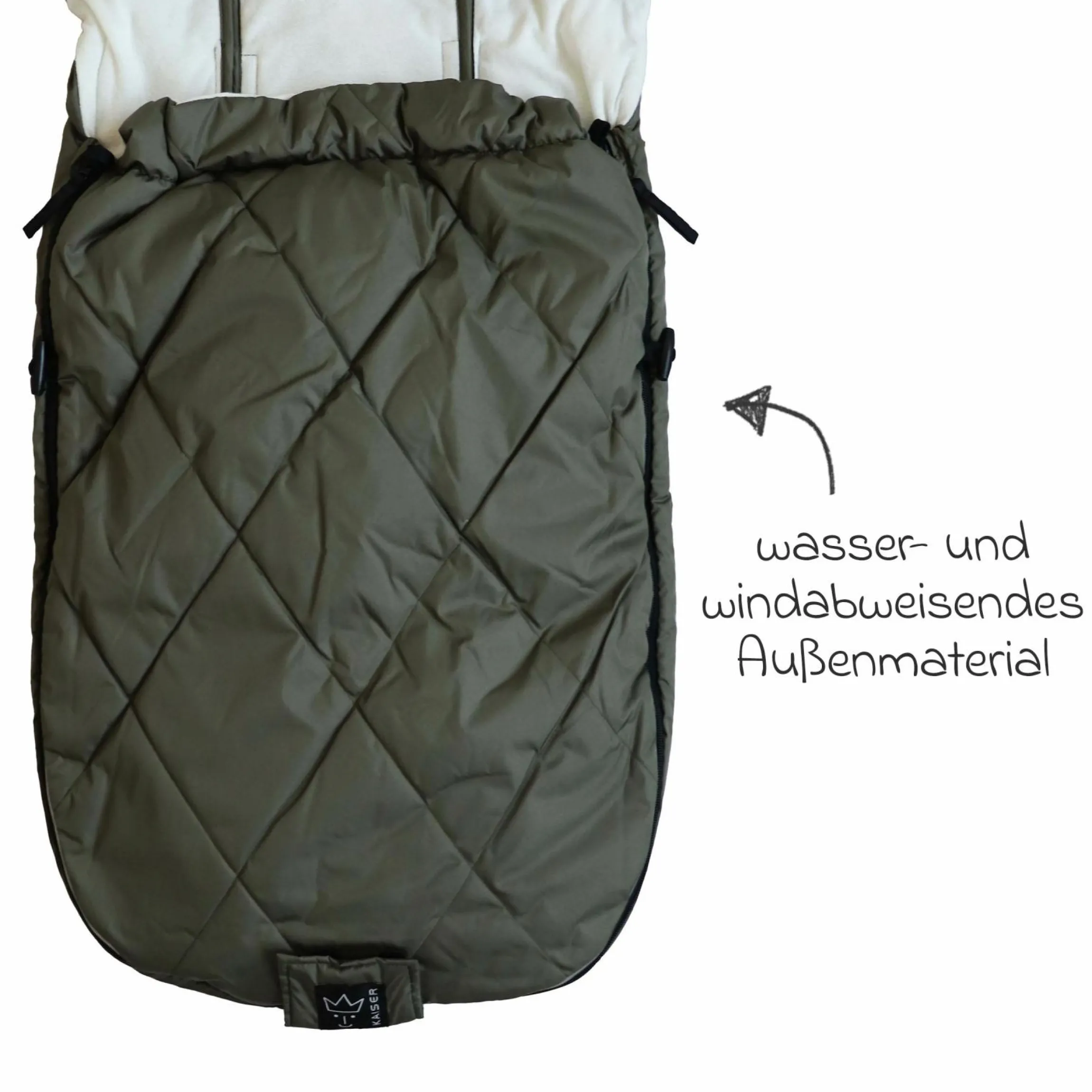 Sommerfußsack Rainy universal passend für alle Gurtsysteme für Kinderwagen, Buggy & Fahrradanhänger - Kaki