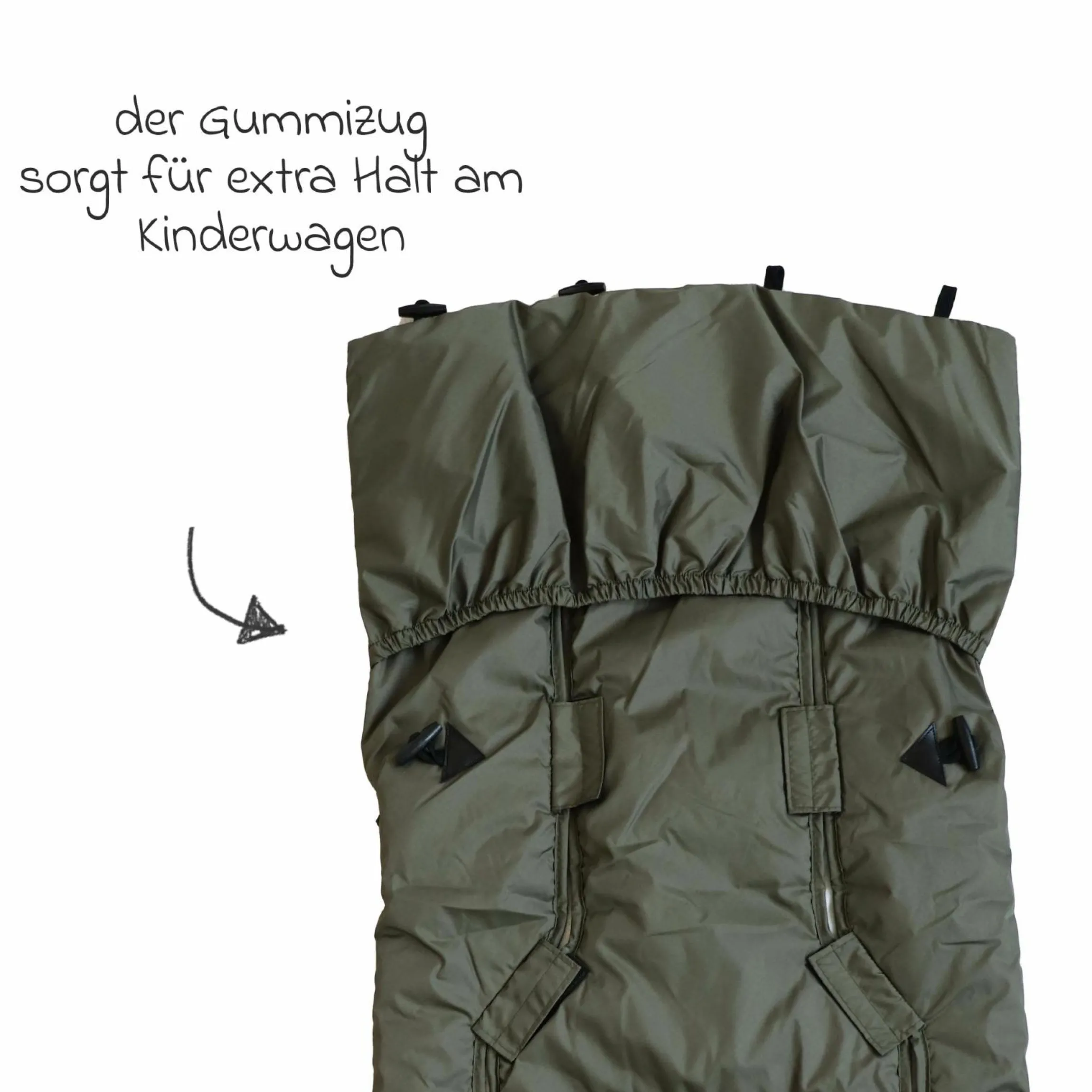 Sommerfußsack Rainy universal passend für alle Gurtsysteme für Kinderwagen, Buggy & Fahrradanhänger - Kaki