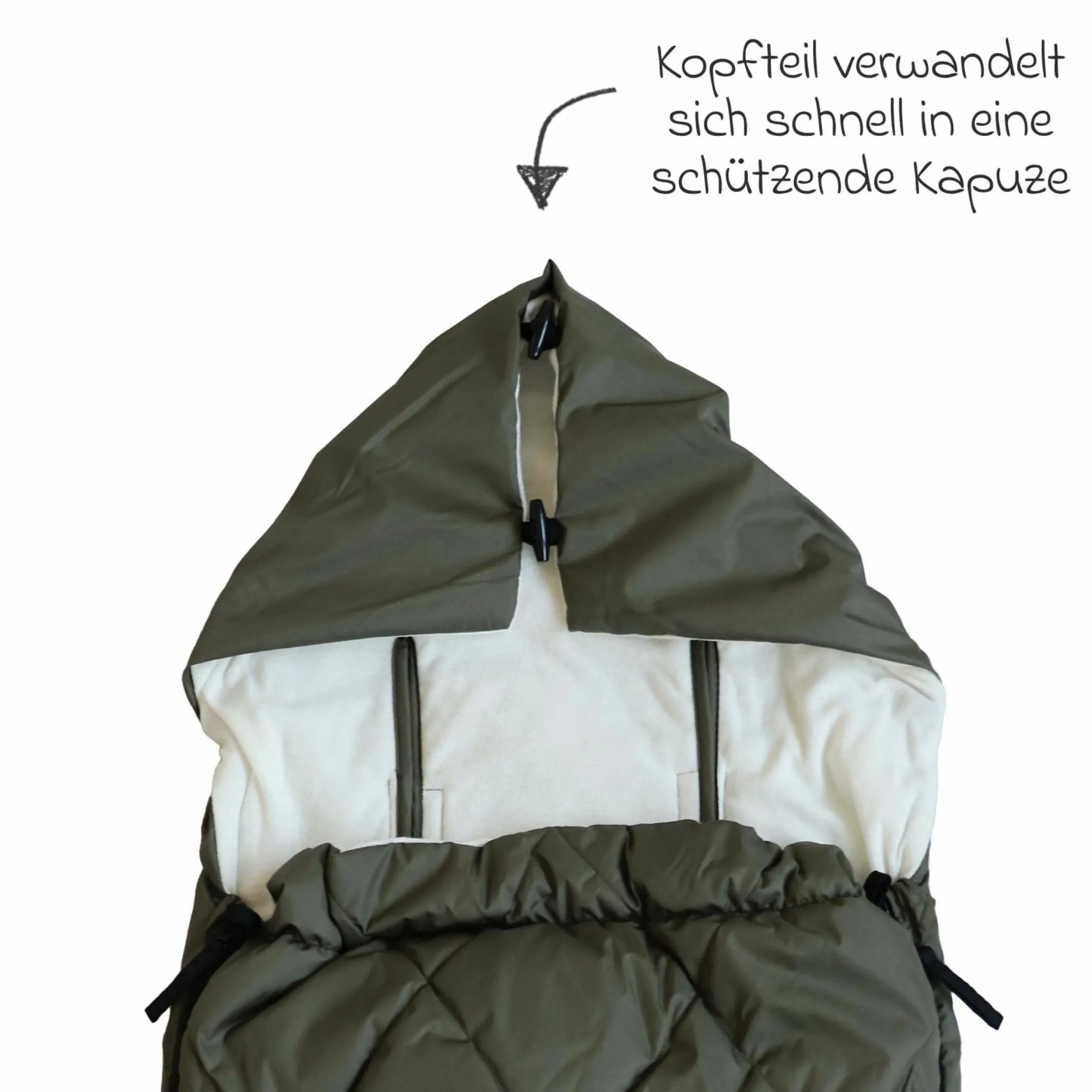 Sommerfußsack Rainy universal passend für alle Gurtsysteme für Kinderwagen, Buggy & Fahrradanhänger - Kaki