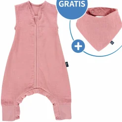 Sommer-Schlafsack mit Füßen Musselin / Sleep-Overall Light Mull + GRATIS Halstuch - Fox Glove - Gr. 70 cm